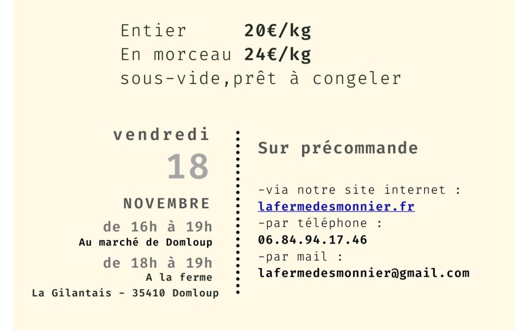 panier du 11 novembre – vente de lapin le 18/11