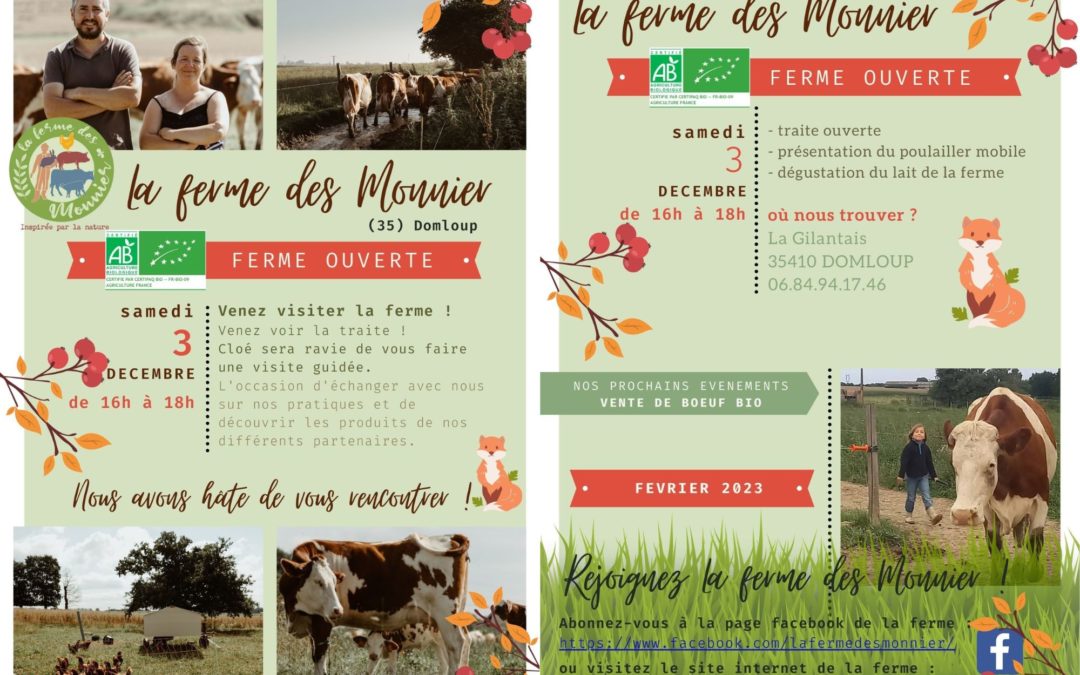 panier du 02/12 – vente de veau – ferme ouverte – bûche de noël