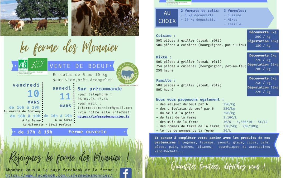 panier du vendredi 10/02 – code apel – vente de boeuf les 10 et 11 mars