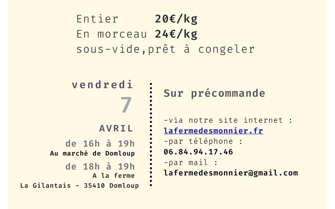 panier du 7 avril – vente de lapins